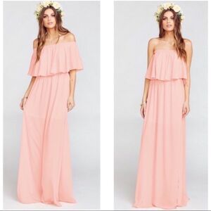 NWT Show Me Your Mumu‎ Frosty Pink Hacienda Maxi Dress NWT Small off shoulder